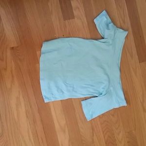 Teal over the shoulder teal crop top